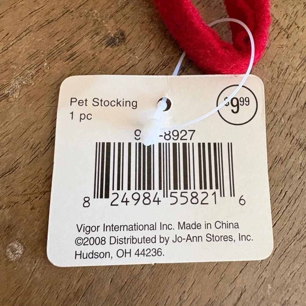 Jo-Ann Stores Cat Pet Christmas Stocking Meow Felt Applique Pom Poms Red Green‎